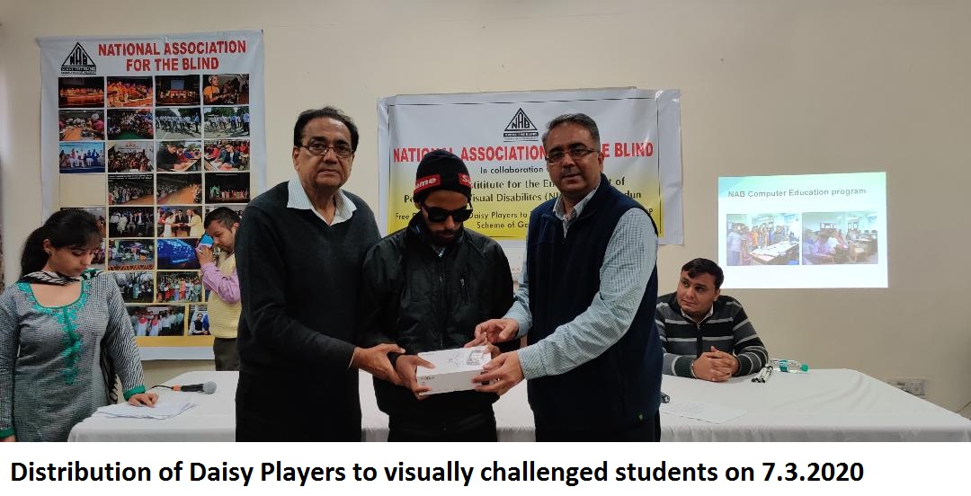 Distribution of Daisy Players to visually challenged students on 7.3.2020