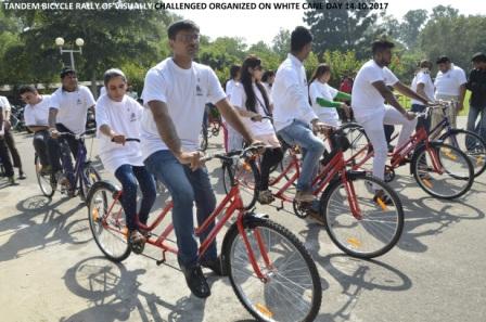NAB CELEBRATED WHITE CANE DAY ON 14.10.2017 BY ORGANIZING TANDEM BICYCLE RALLY OF VISUALLY CHALLENGE