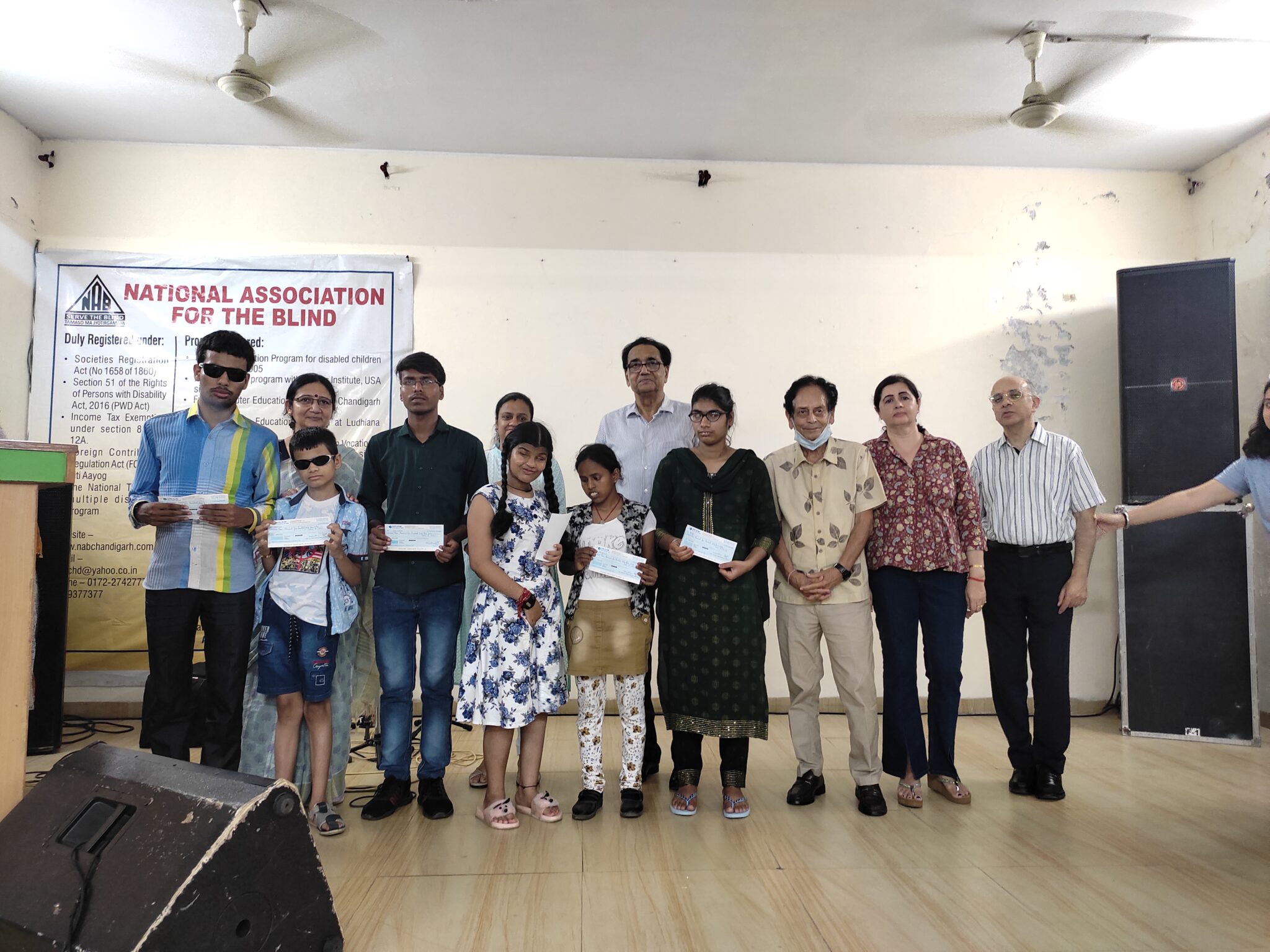 NAB Chandigarh awarded scholarships to visually challenged students, handed over by Mrs. Shalini Chetal on 22nd August