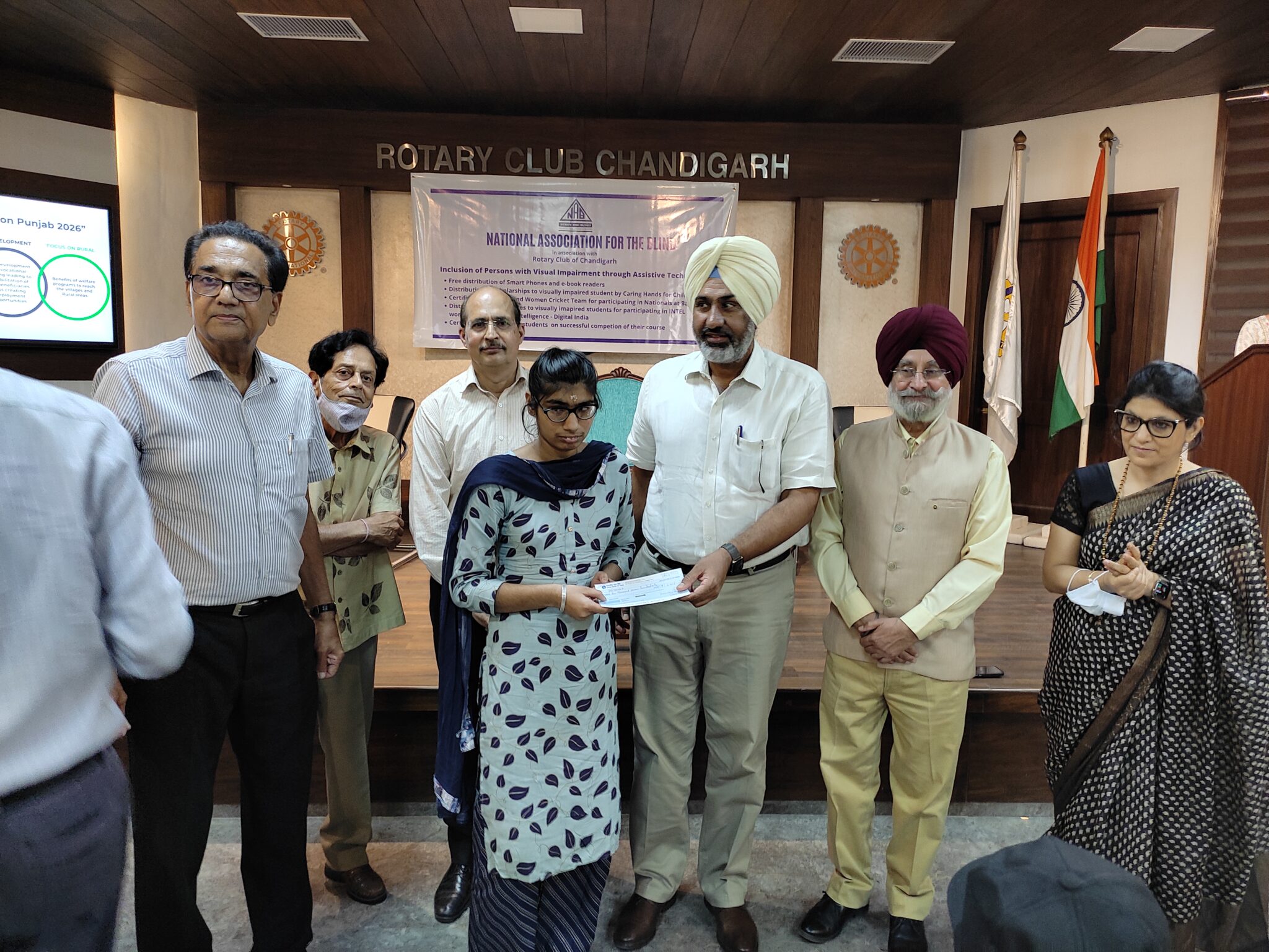 NAB Chandigarh thanked Caring Hands for Children for scholarships, presented by Sh. Manvesh Sidhu and others.