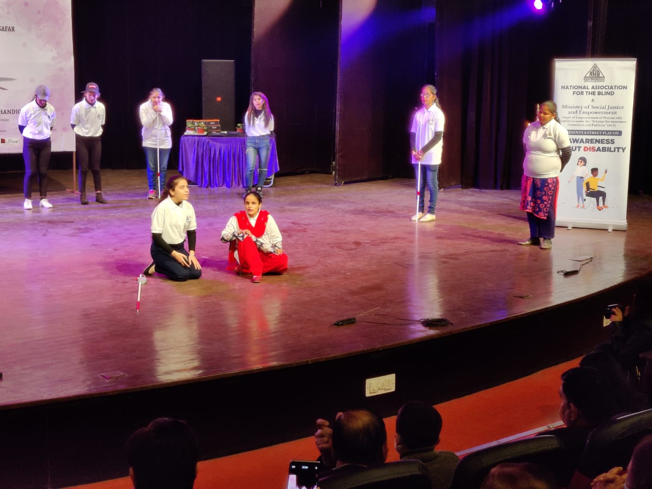 NAB Skill India students performed street play on disability awareness at Tagore Theatre.